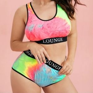 SOLD: Bright Tie Dye Bralette & Panty SET 4XL